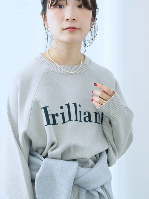 Samansa Mos2 blue「ロゴニットプルオーバー」|ニット・セーター|Ｓグレー