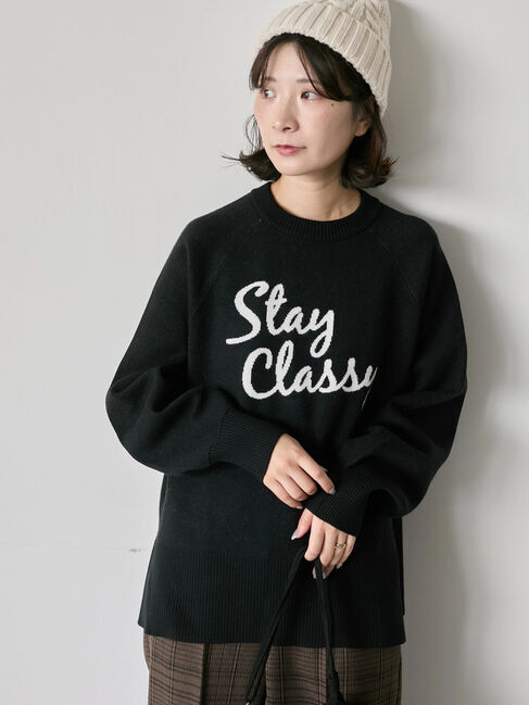 Samansa Mos2 blue「ロゴニットプルオーバー」|ニット・セーター|