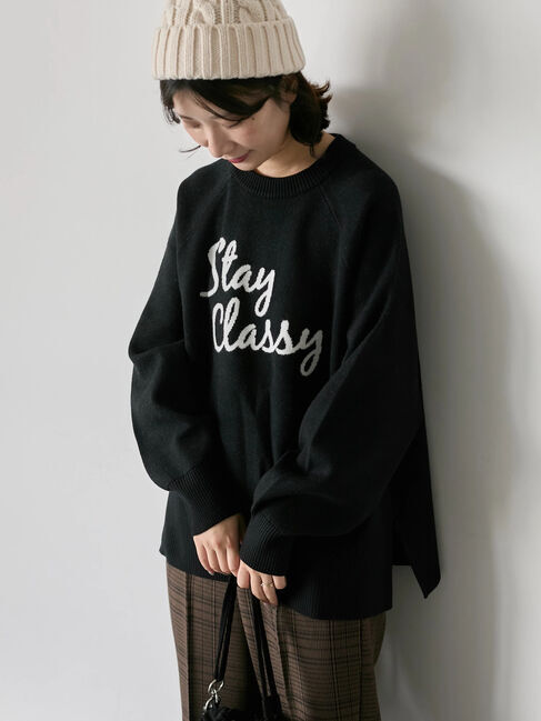 Samansa Mos2 blue「ロゴニットプルオーバー」|ニット・セーター|