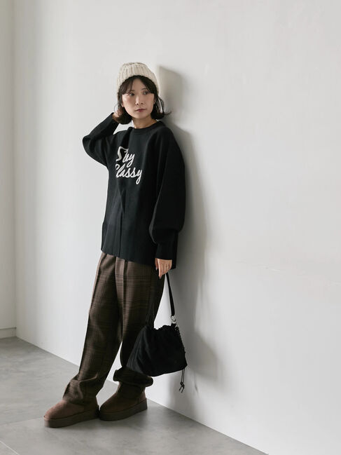 Samansa Mos2 blue「ロゴニットプルオーバー」|ニット・セーター|