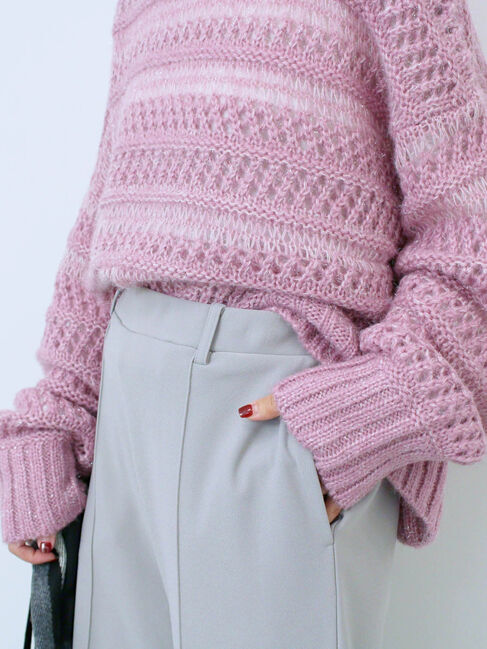 Samansa Mos2 blue「カットジョーゼット裏ボンディングパンツ」|その他|