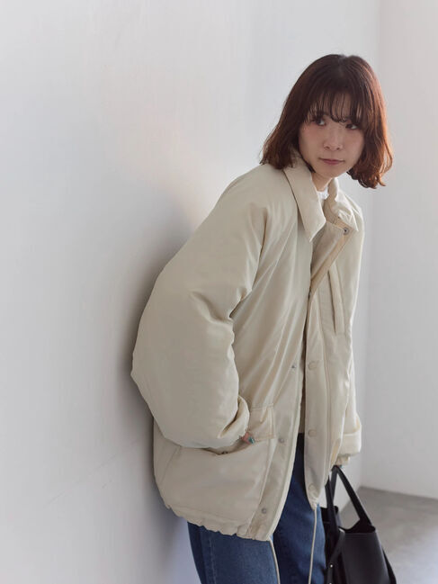 Samansa Mos2 blue「襟付中綿ブルゾン」|ブルゾン・スタジャン|