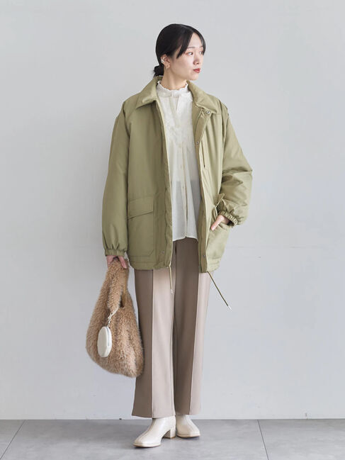 Samansa Mos2 blue「襟付中綿ブルゾン」|ブルゾン・スタジャン|