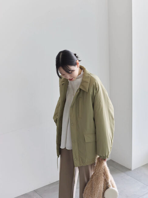 Samansa Mos2 blue「襟付中綿ブルゾン」|ブルゾン・スタジャン|