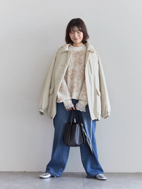 Samansa Mos2 blue「襟付中綿ブルゾン」|ブルゾン・スタジャン|