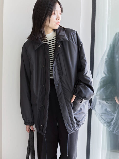 Samansa Mos2 blue「襟付中綿ブルゾン」|ブルゾン・スタジャン|