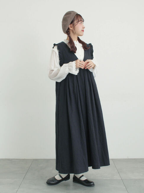 Samansa Mos2「【Cross&times;Linen】肩フリル前後2WAYジャンパースカート」|ワンピース|