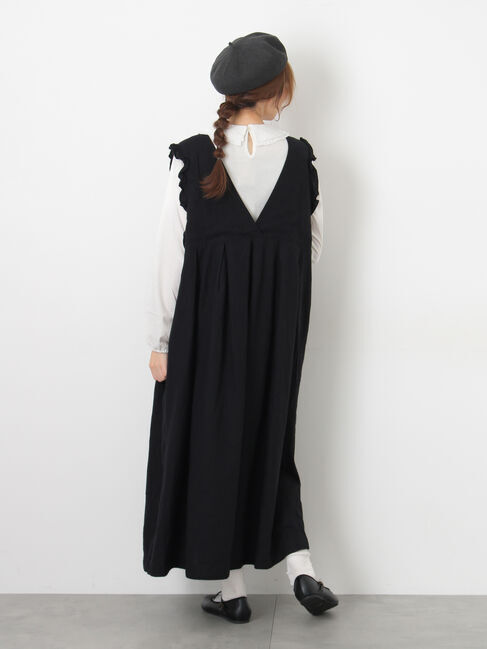 Samansa Mos2「【Cross&times;Linen】肩フリル前後2WAYジャンパースカート」|ワンピース|