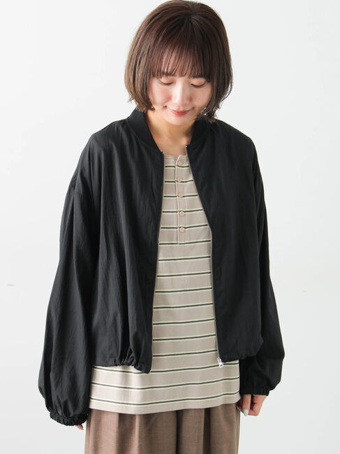 Samansa Mos2「シアーブルゾン」|ブルゾン・スタジャン|ブラック