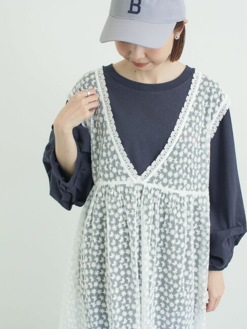 Samansa Mos2「チュール刺繍前後2WAYノースリワンピース」|ワンピース|