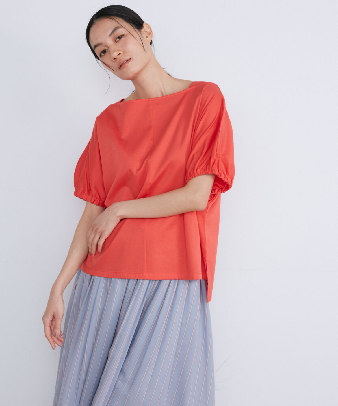 INED「ボートネックドルマンカットソー」|Tシャツ・カットソー|オレンジ1