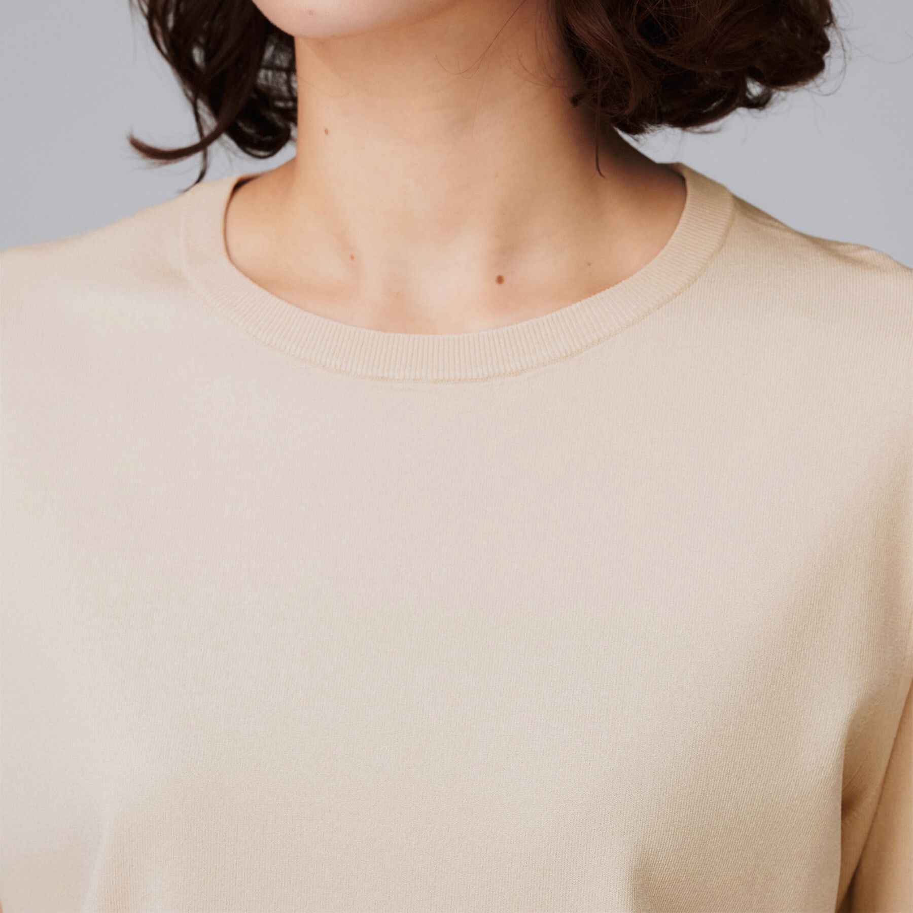 UNTITLED「【アンサンブル可/薄手/洗える】5分袖クルーニット」|ニット・セーター|