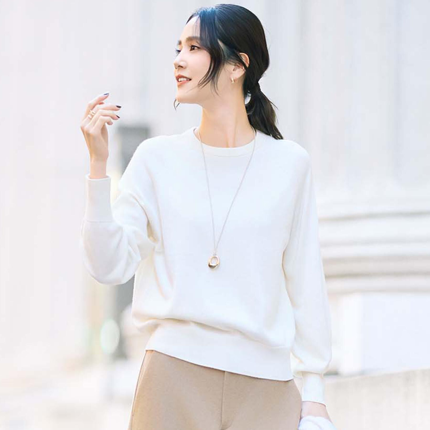 UNTITLED「【8色展開／コンパクト丈】レーヨン混 コクーンニット」|ニット・セーター|オフホワイト(603