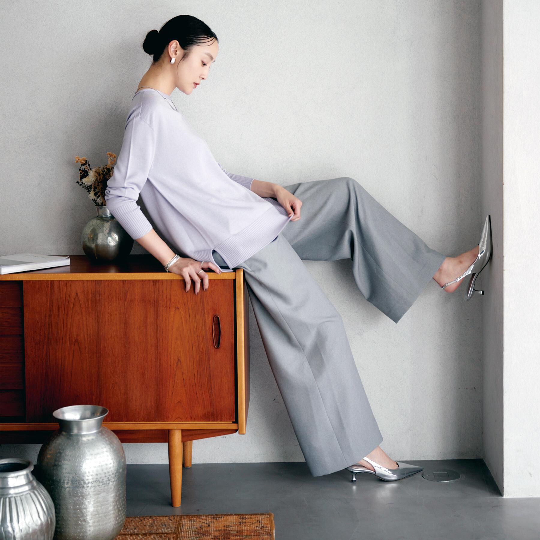 UNTITLED「【洗える/ワイド/ウエストゴム】ストレッチドロストパンツ」|その他|