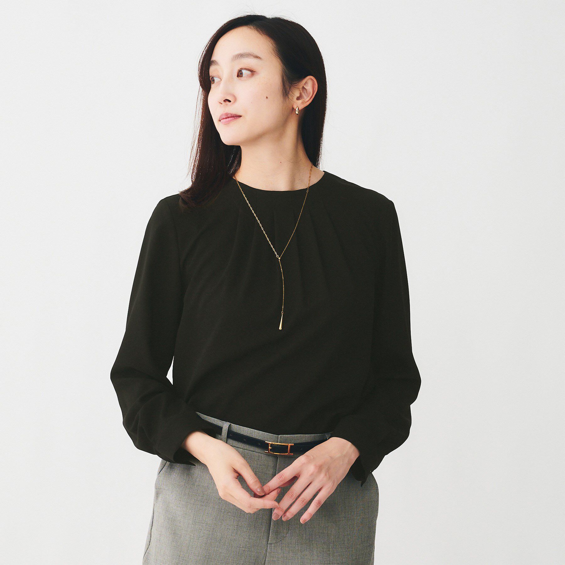 UNTITLED「【洗える/フォーマル/スーツインナー】タックブラウス」|シャツ・ブラウス|