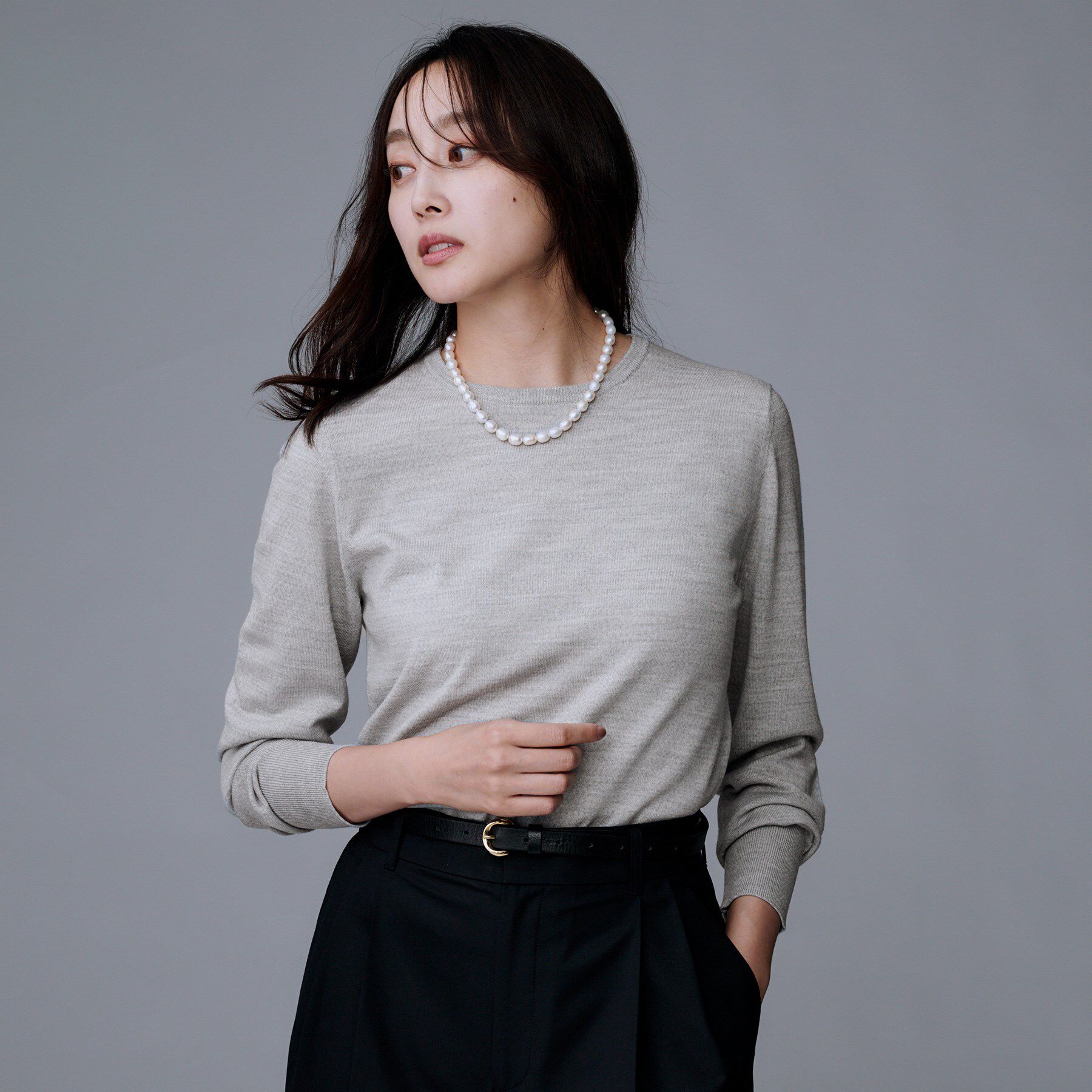 UNTITLED「【アンサンブル可/洗える/ウール100%】クルーネックウールニット」|ニット・セーター|