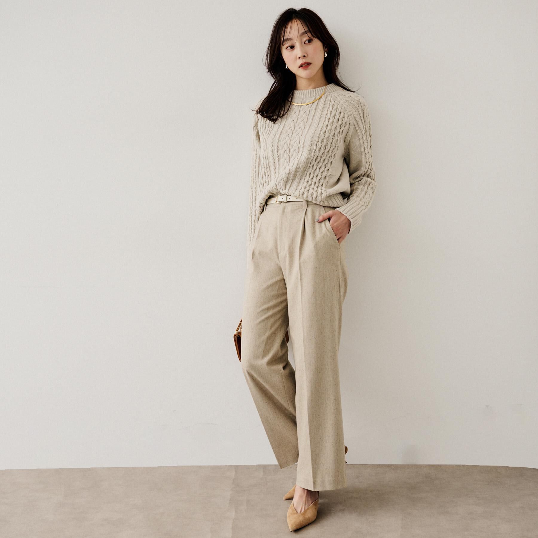 UNTITLED「【ワイド/後ろゴム/シーズンレス】シルクネップツイードパンツ」|その他|