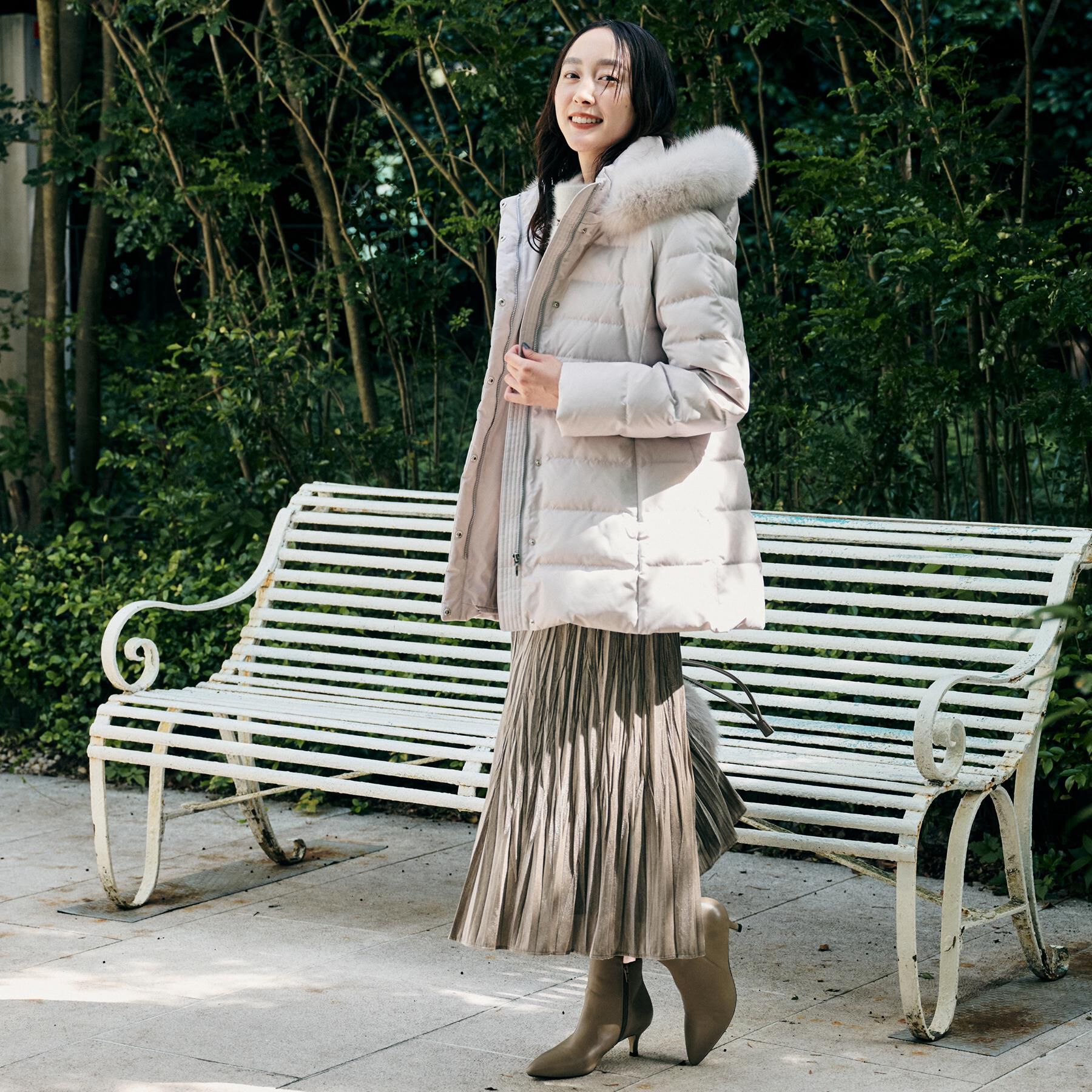 UNTITLED「【はっ水機能/フード取り外し可】ミディダウンコート」|ダウン|