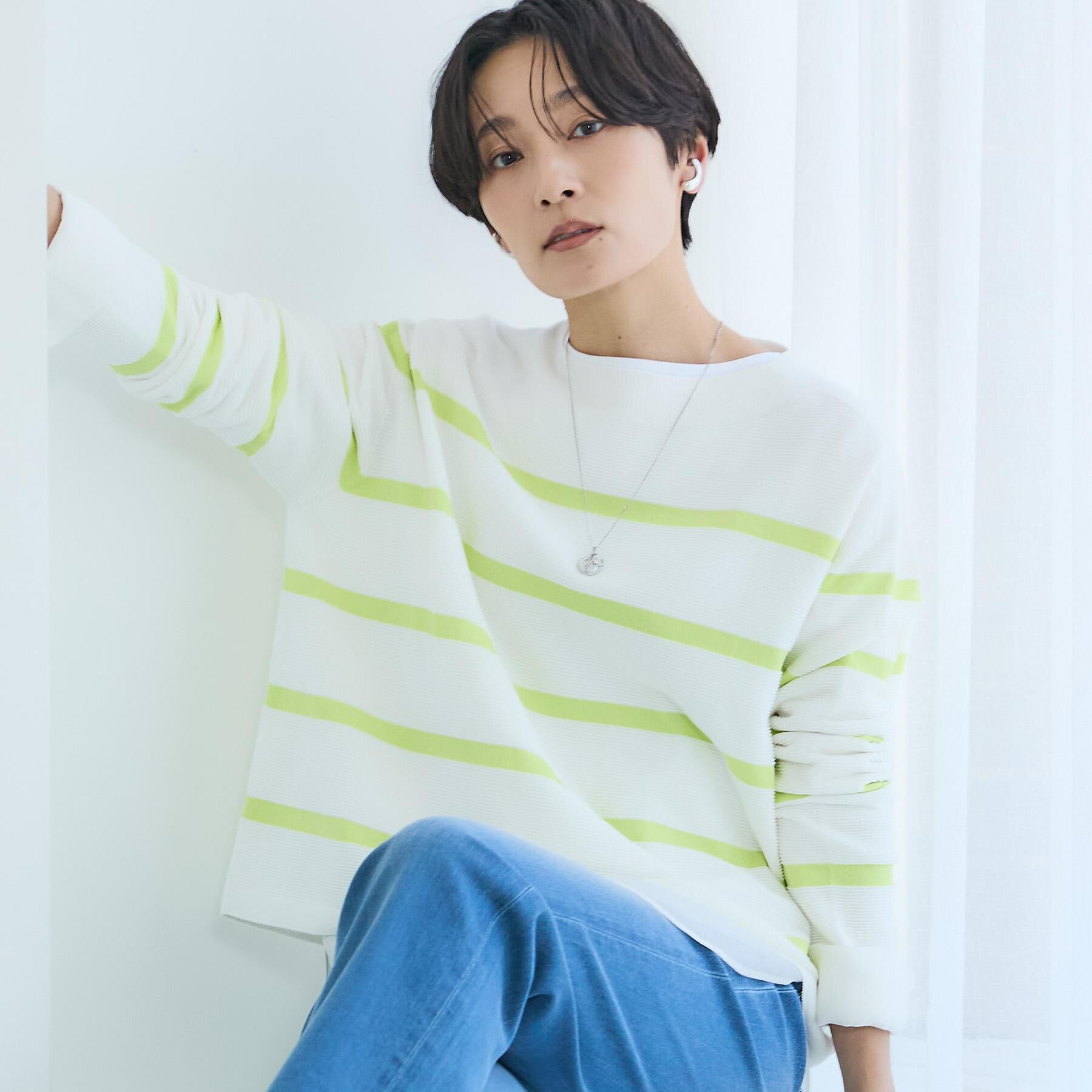 UNTITLED「【ゆったり/洗える】クロップドニットプルオーバー」|ニット・セーター|