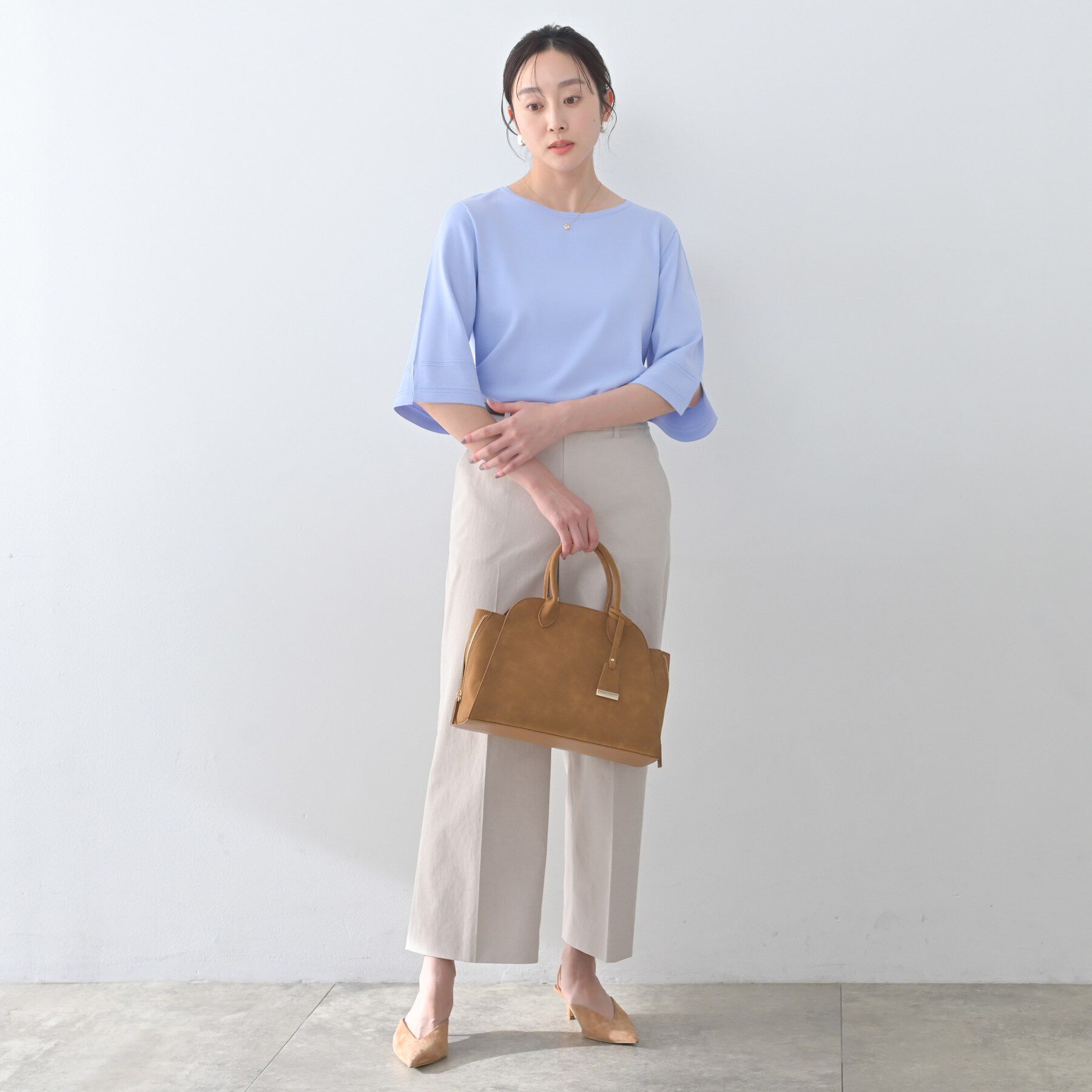 UNTITLED「【洗える/清涼感】袖スリットニットプルオーバー」|ニット・セーター|