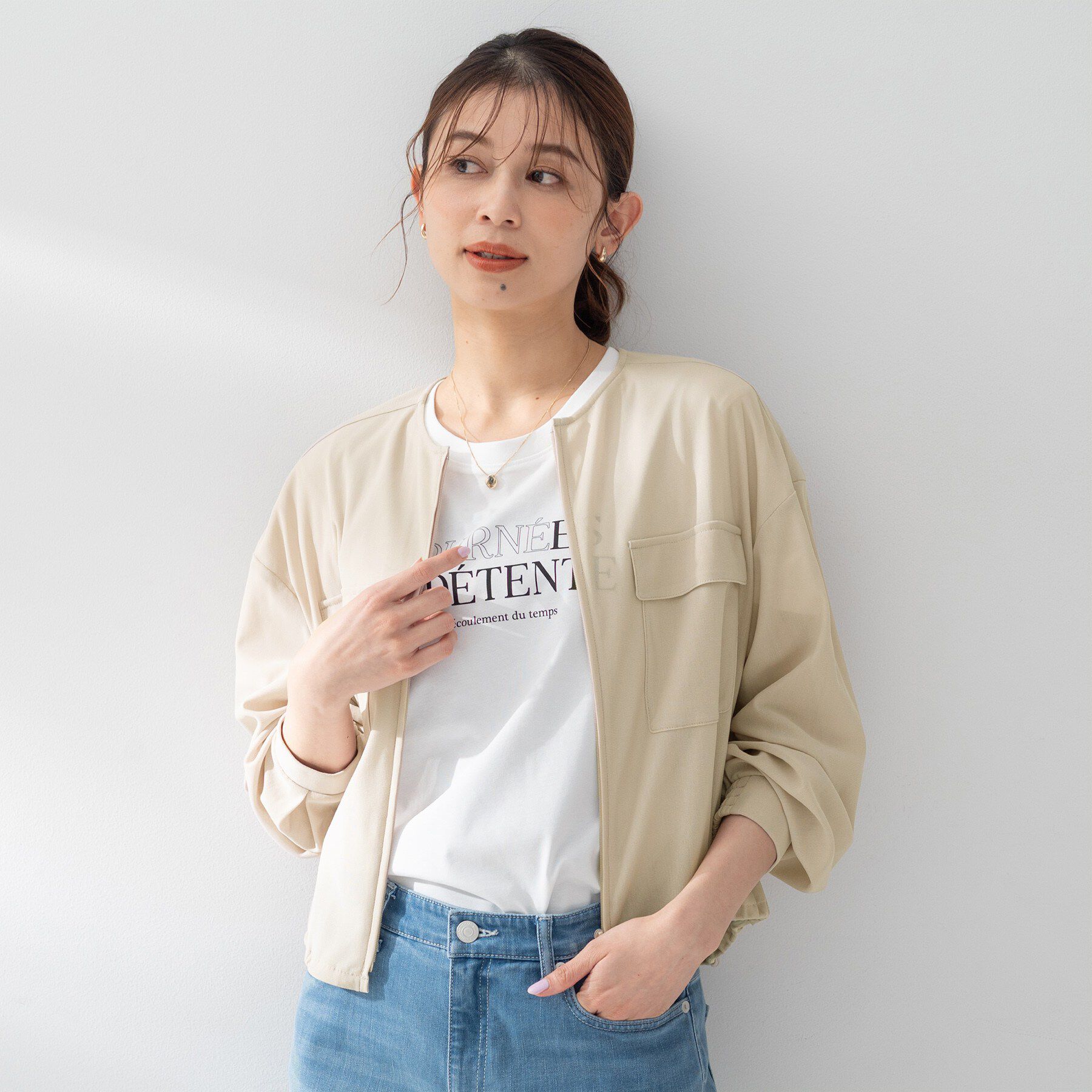 UNTITLED「【古畑星夏さん着用/洗える】シアーブルゾン」|ブルゾン・スタジャン|グレージュ(050)