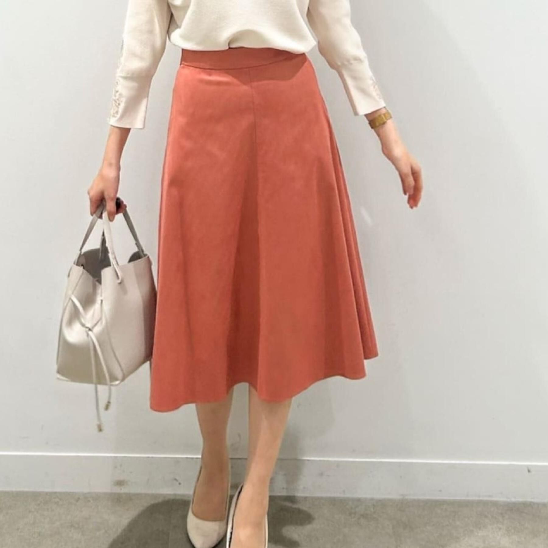 COUP DE CHANCE「【手洗い可／日本製／セットアップ可】スェード調素材フレアスカート」|スカート|