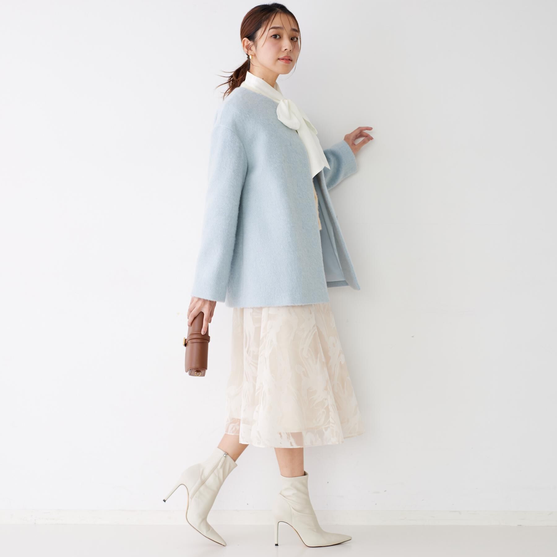 COUP DE CHANCE「【日本製／モヘヤ混／ヒップ丈】ノーカラーコート」|ノーカラーコート|