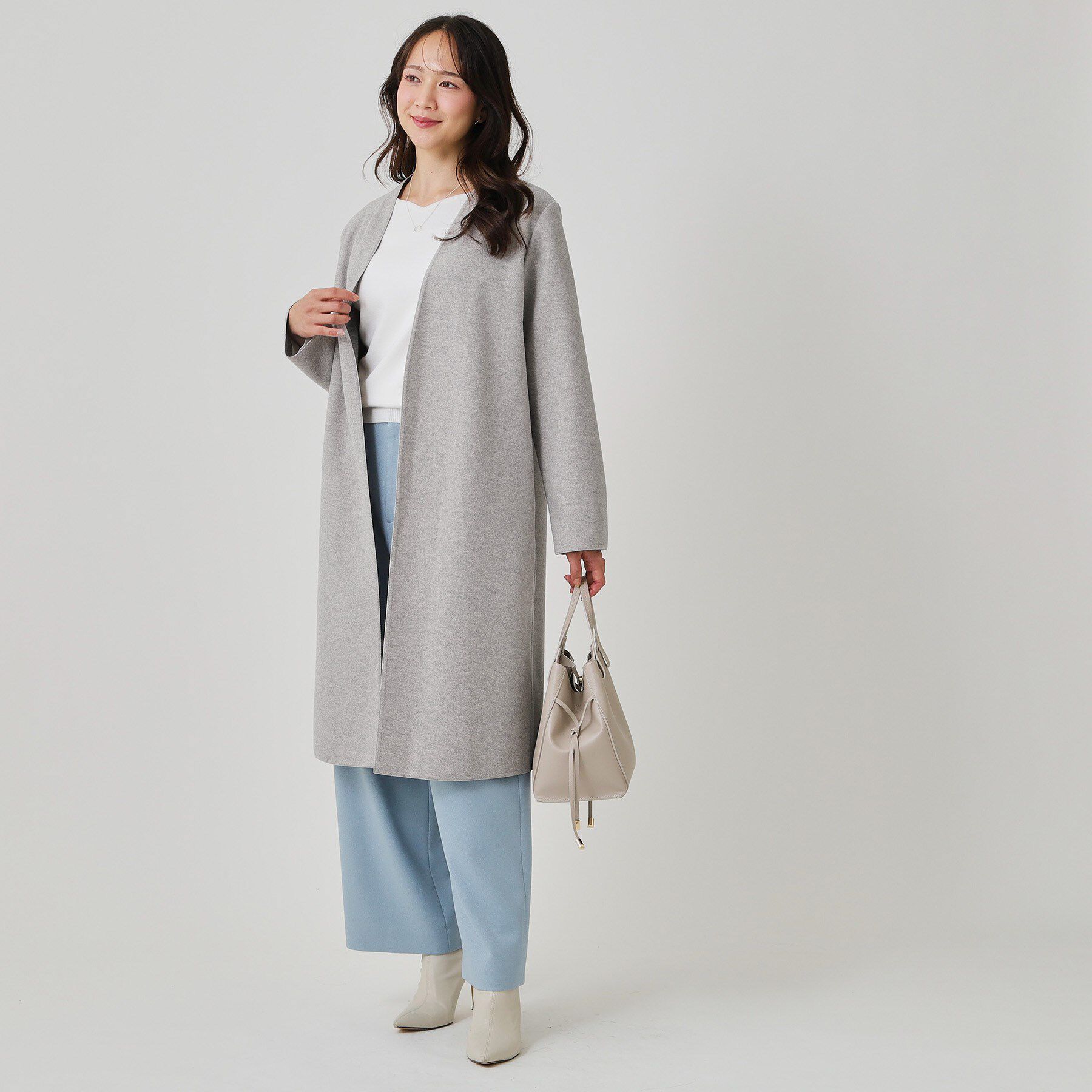 COUP DE CHANCE「【日本製／軽量】Iラインシルエットのコーディガン」|ノーカラーコート|