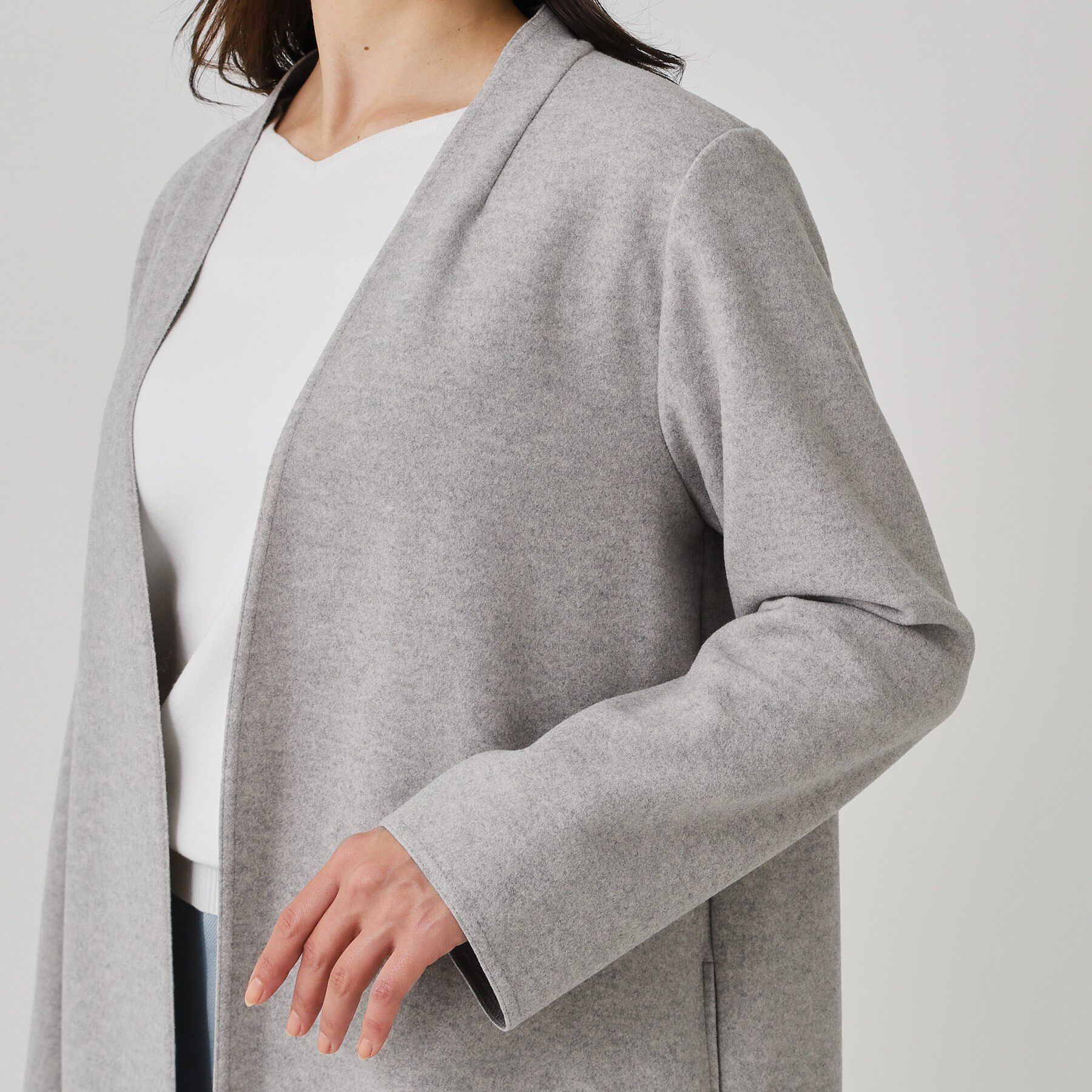 COUP DE CHANCE「【日本製／軽量】Iラインシルエットのコーディガン」|ノーカラーコート|