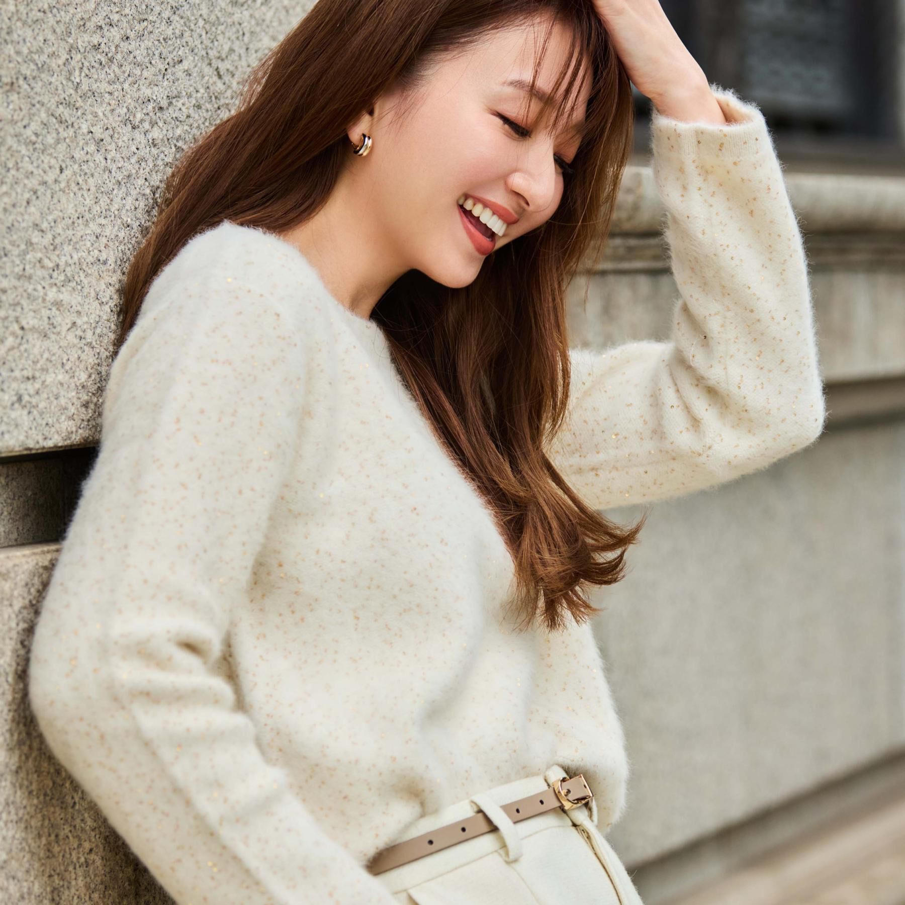 COUP DE CHANCE「【フォックス混／軽い着心地】ショート丈ニットトップス」|ニット・セーター|