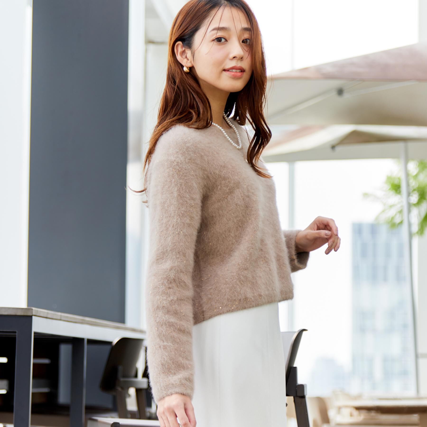 COUP DE CHANCE「【フォックス混／軽い着心地】ショート丈ニットトップス」|ニット・セーター|