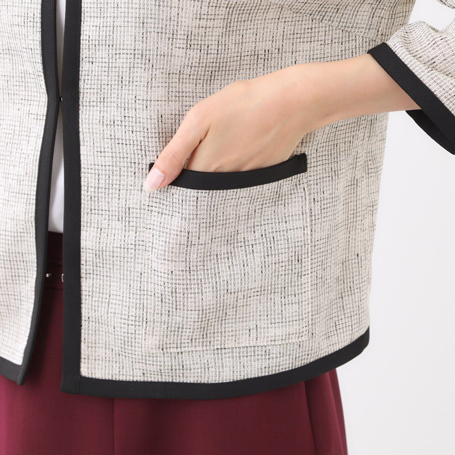 Reflect「【軽い着心地】メッシュツイードジャケット」|ノーカラージャケット|