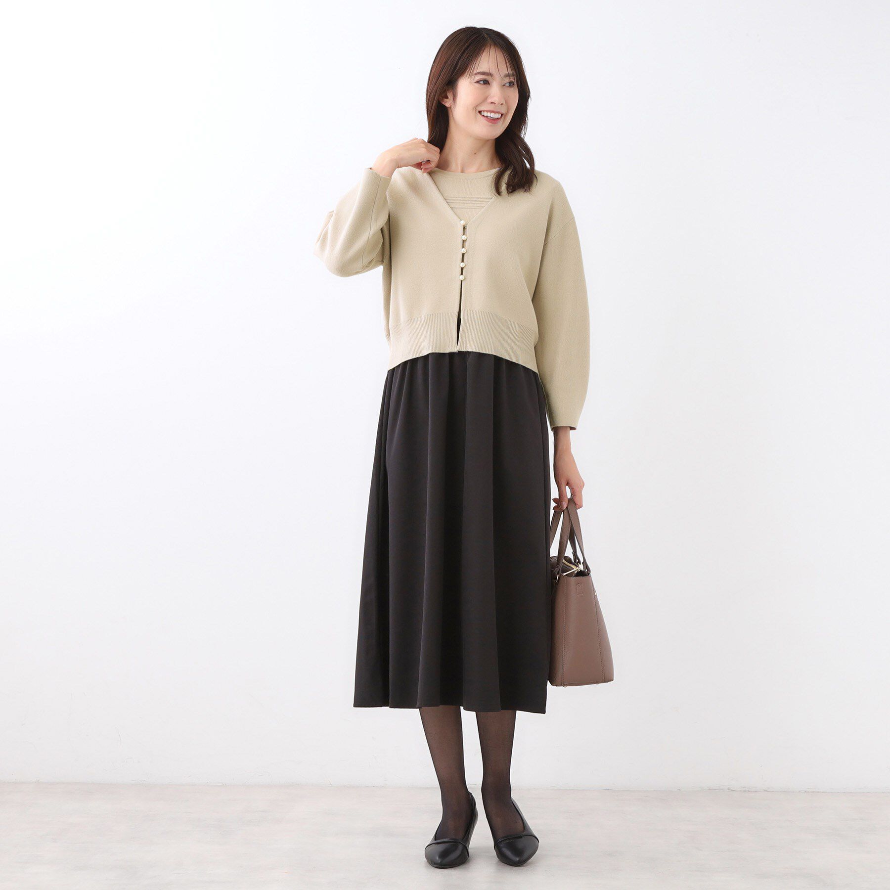 Reflect「【軽い羽織に◎／セットアップ可】パール調ボタン付きカーディガン」|カーディガン|