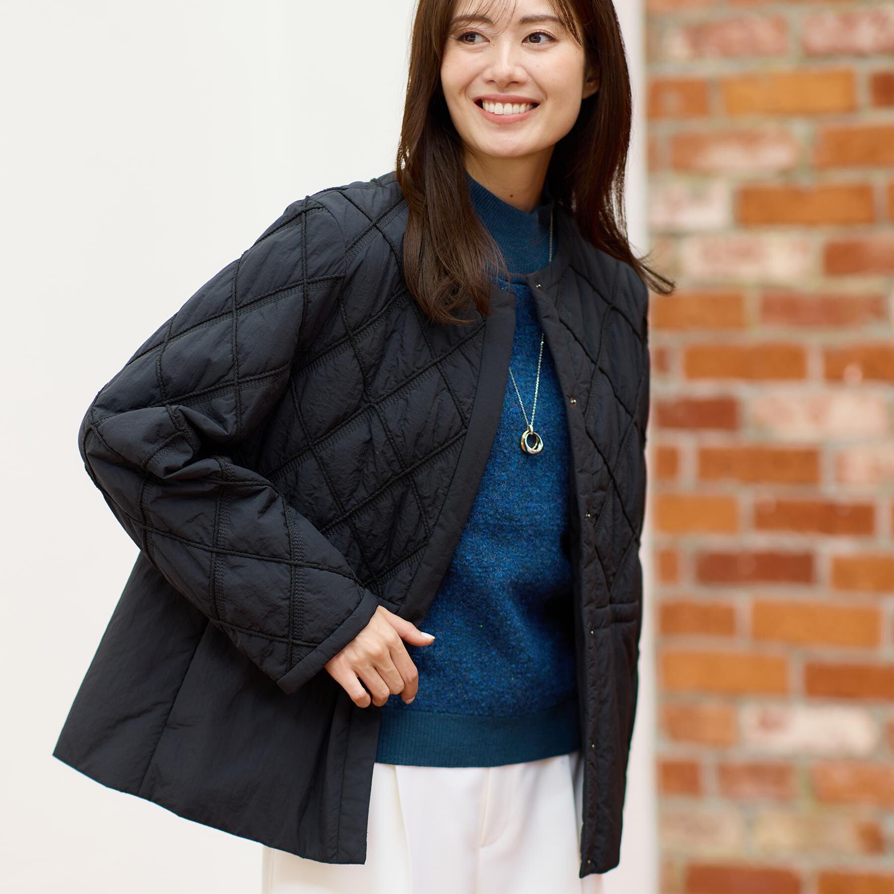 Reflect「【気軽な羽織に◎】中綿キルティングショートコート」|ダウン|ブラック(019)