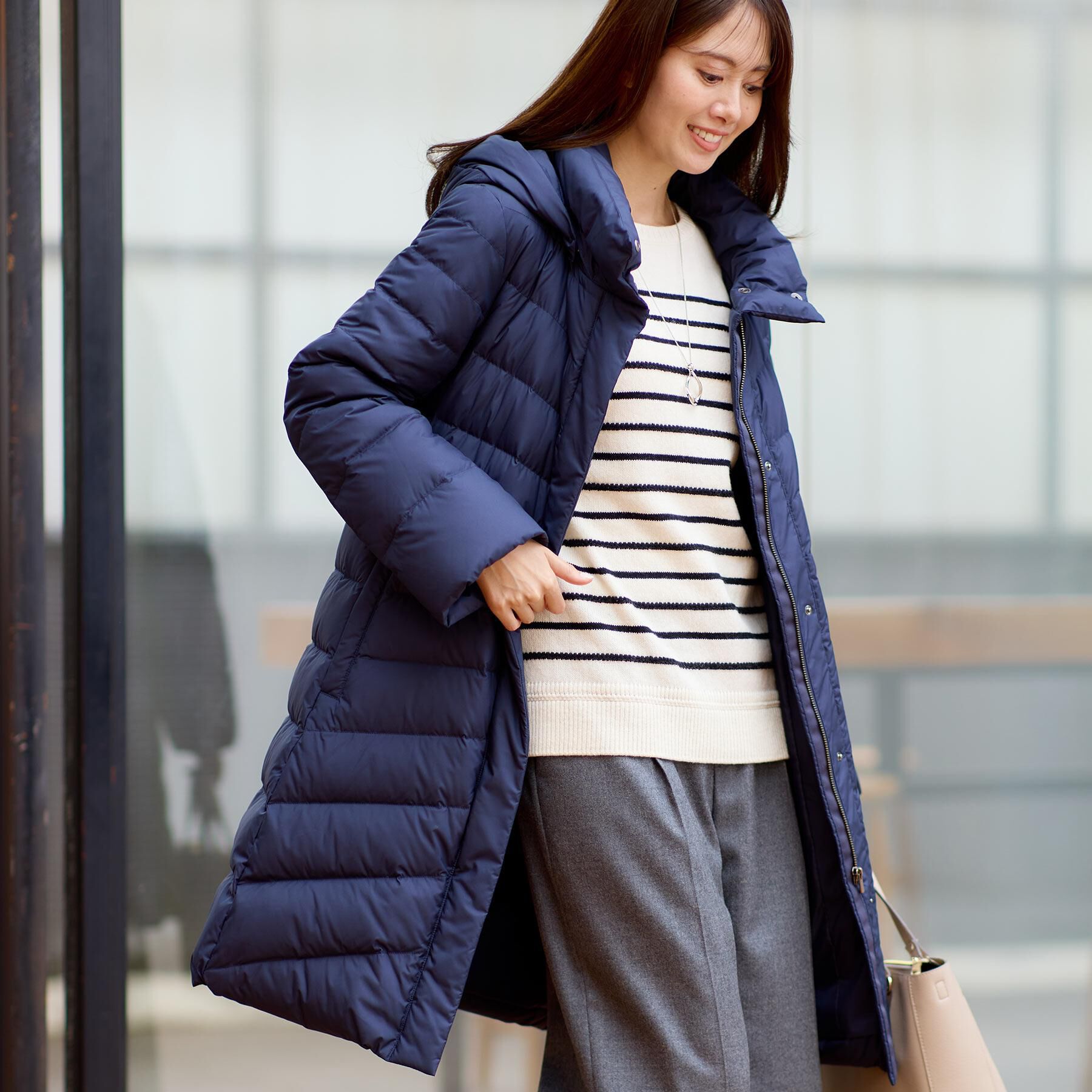 Reflect「【定番人気／ウエスト調整可】フーデッドロングダウンコート」|ダウン|