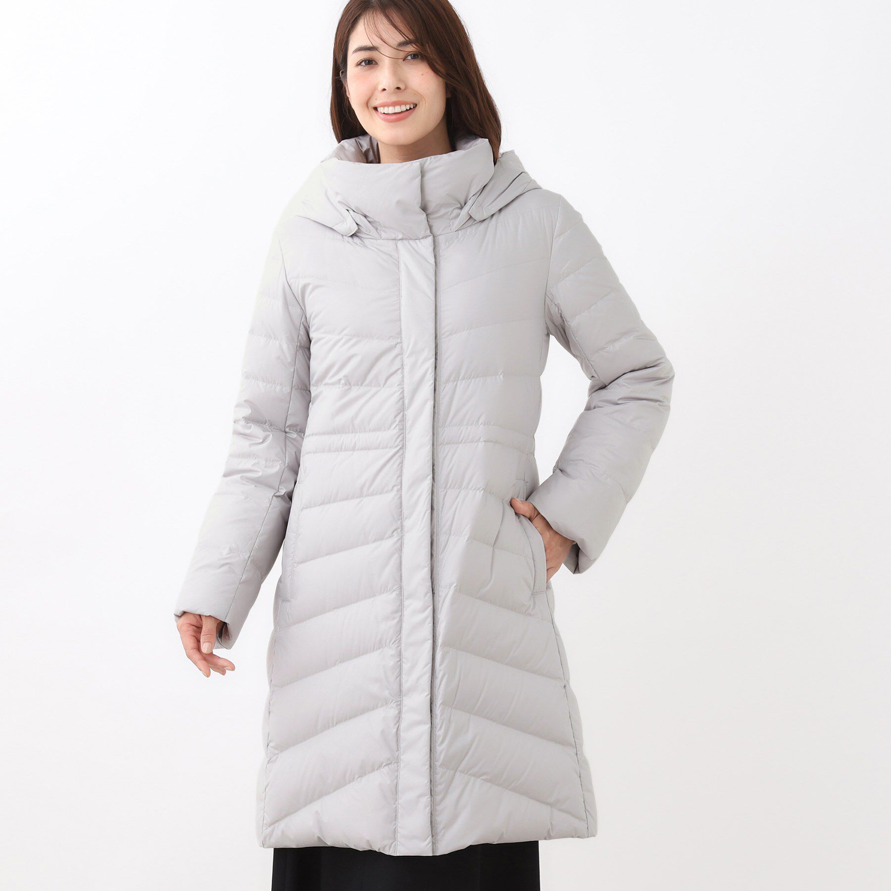 Reflect「【定番人気／ウエスト調整可】フーデッドロングダウンコート」|ダウン|