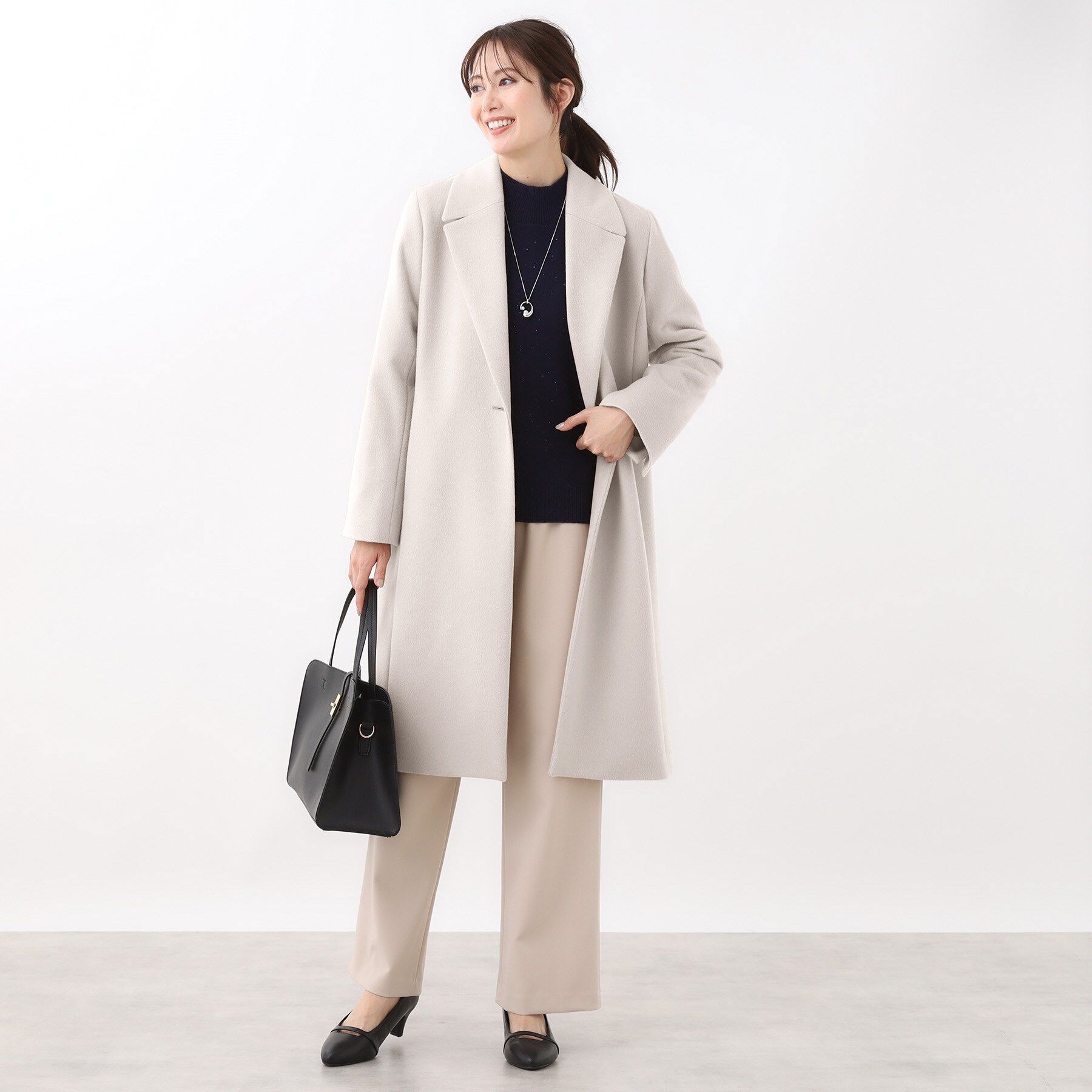 Reflect「【選べる6色】テーラードカラーロングウール混コート」|チェスターコート|