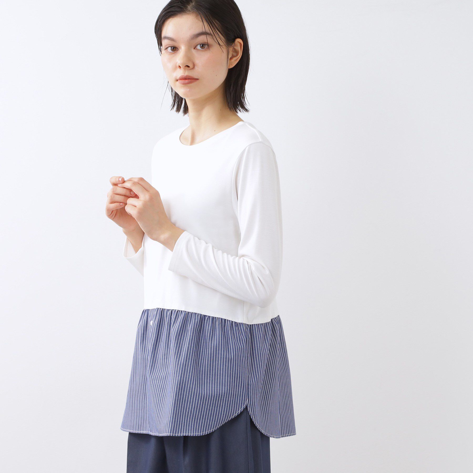 Reflect「【重ね着でも一枚着でも◎】ドッキングジャージトップス」|Tシャツ・カットソー|