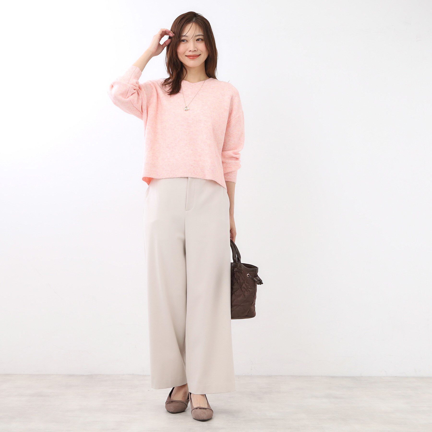 Reflect「【選べる5色／ゆったりシルエット】Vネックスパンコールニット」|ニット・セーター|