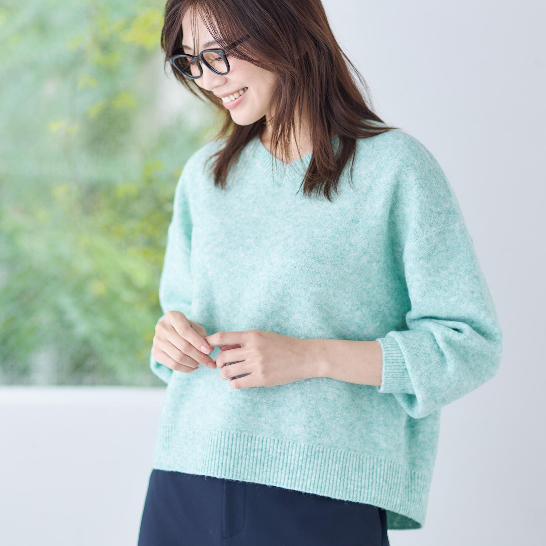 Reflect「【選べる5色／ゆったりシルエット】Vネックスパンコールニット」|ニット・セーター|