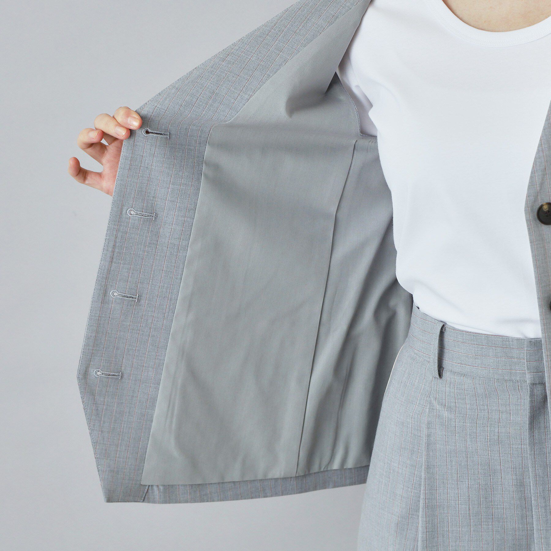 DRESSTERIOR「【セットアップ可/ウォッシャブル】セットアップストライプジレ」|ベスト・ジレ|