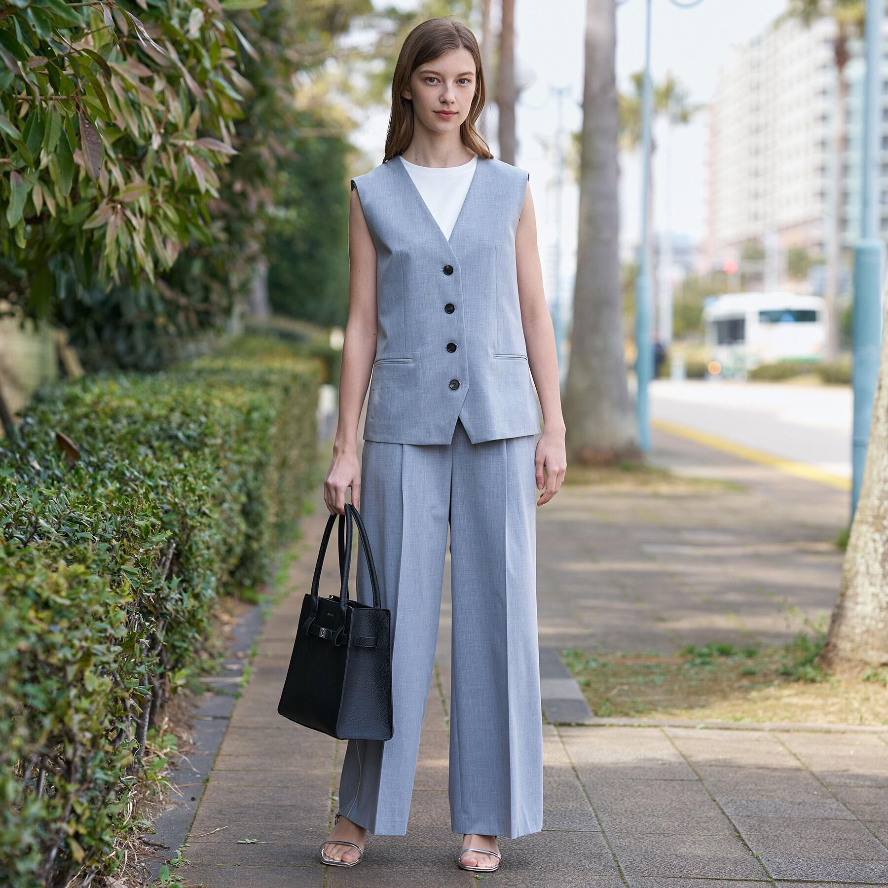 DRESSTERIOR「【セットアップ可/ウォッシャブル】セットアップストライプジレ」|ベスト・ジレ|