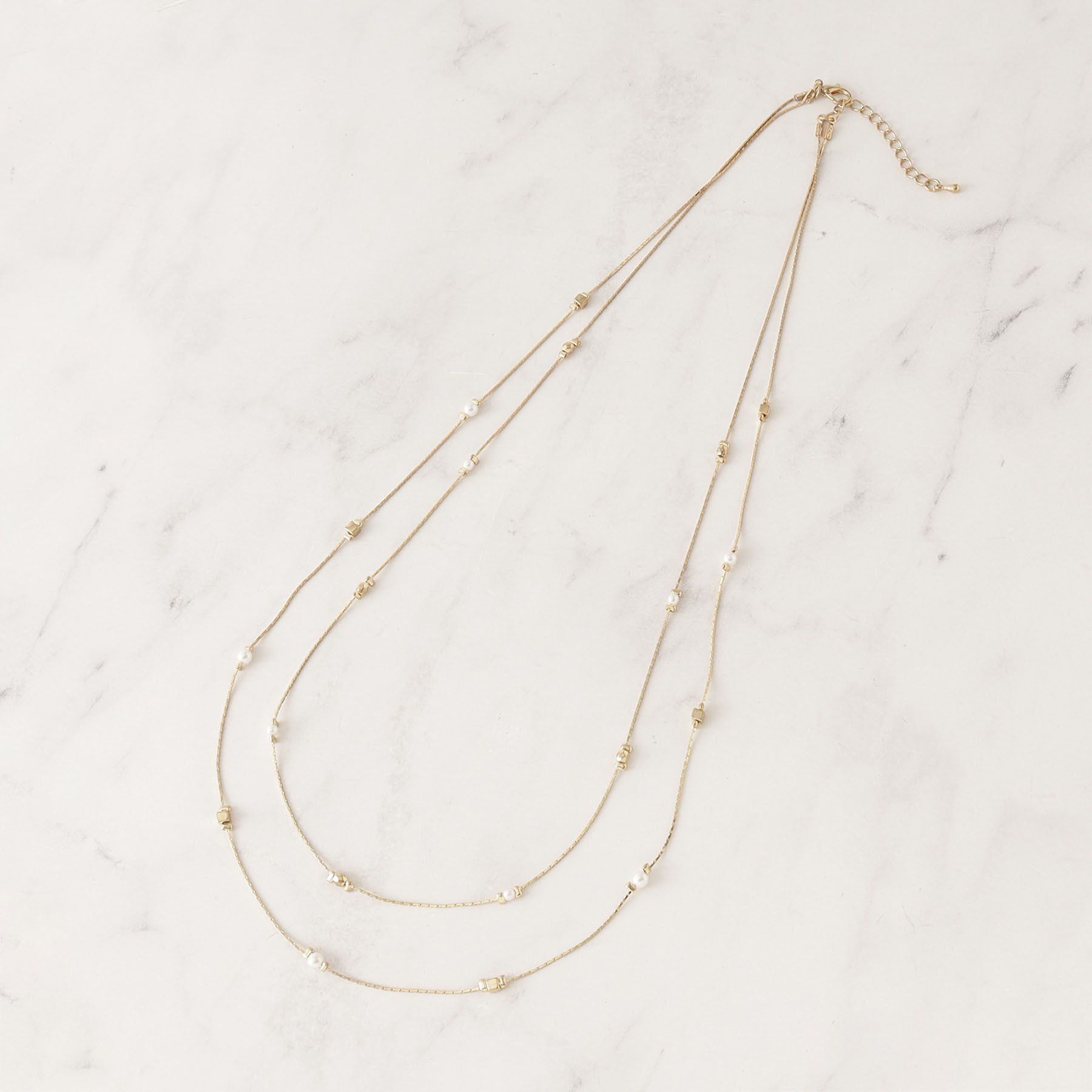 grove「飛ばしメタルパール調ネックレス」|ネックレス|ゴールド(007)