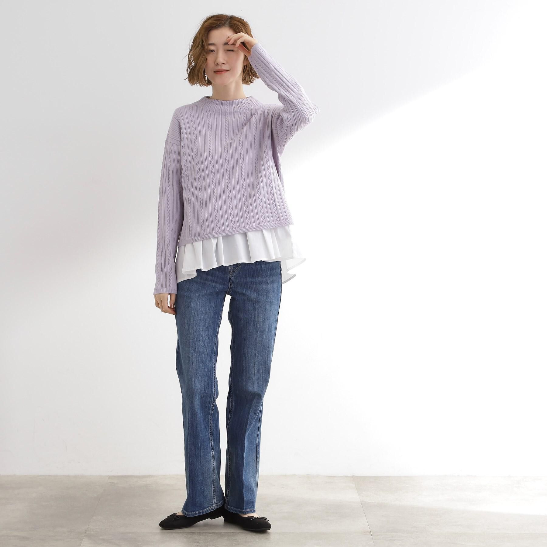 grove「【毛玉軽減／洗える】クロップドミニケーブルニット」|ニット・セーター|