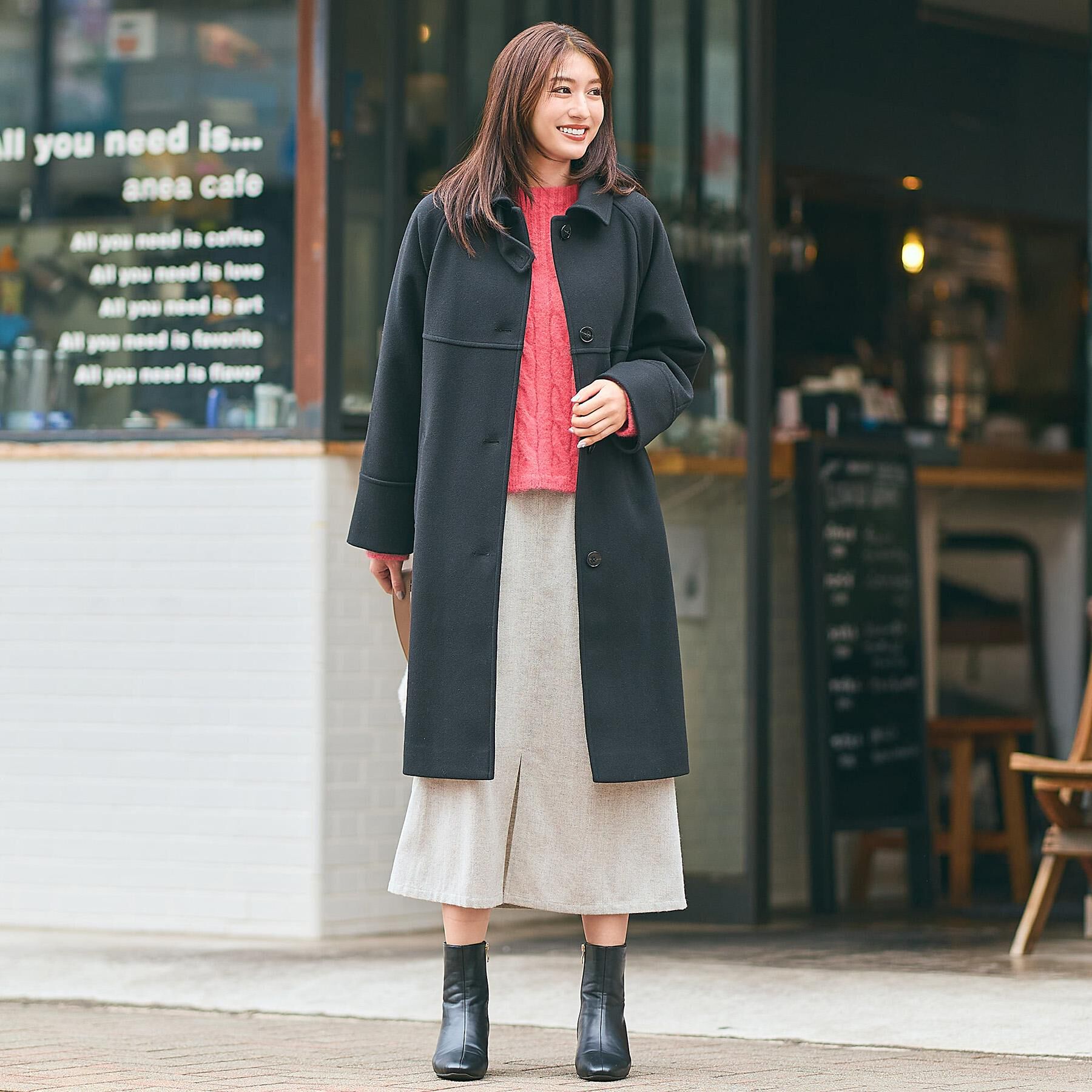 grove「クラシカルな佇まい 大人のステンカラーロングコート」|ステンカラーコート|