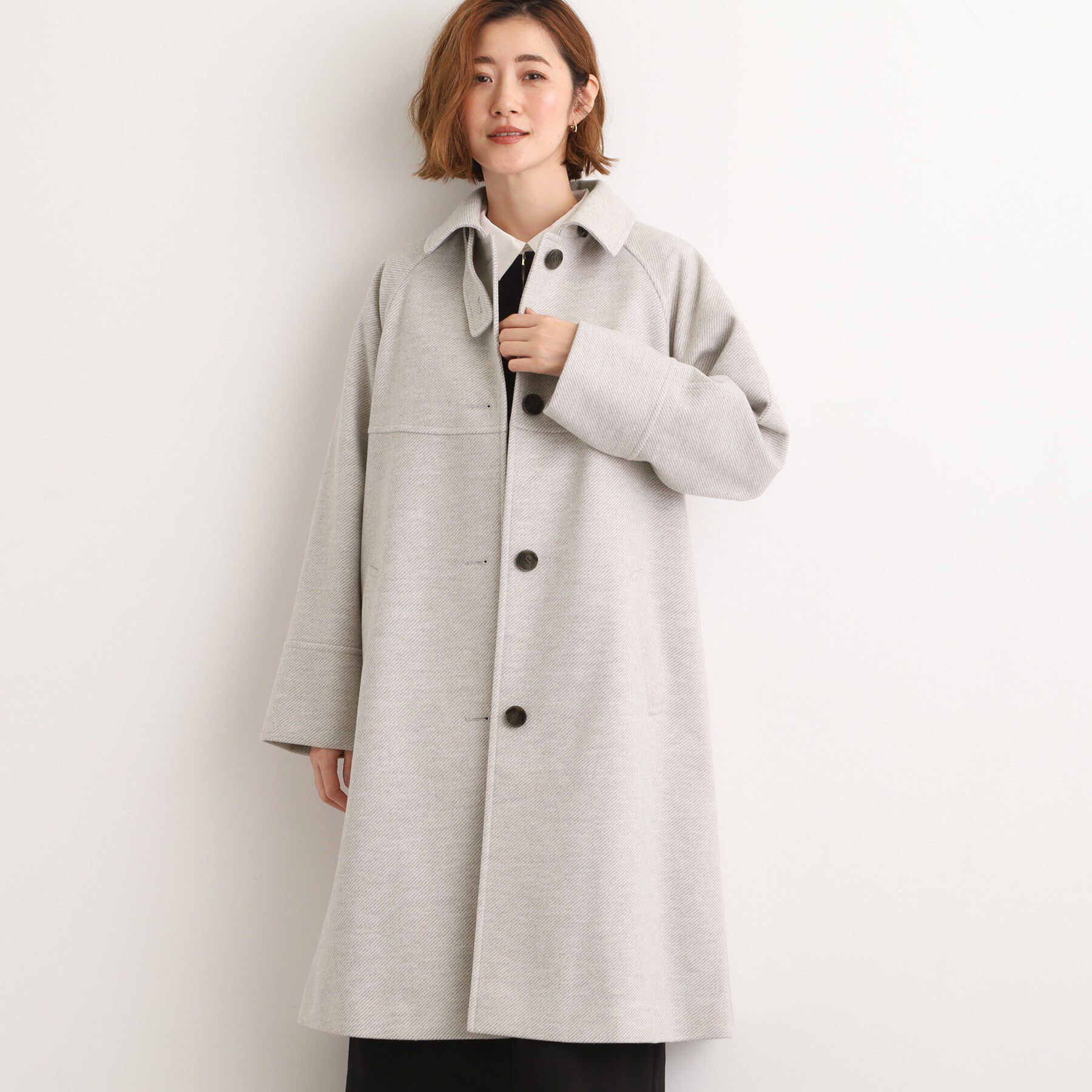 grove「クラシカルな佇まい 大人のステンカラーロングコート」|ステンカラーコート|
