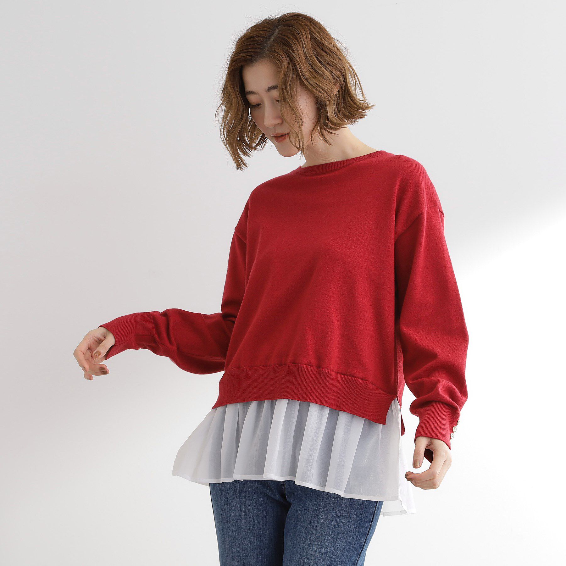 grove「裾レイヤードニットプルオーバー」|ニット・セーター|