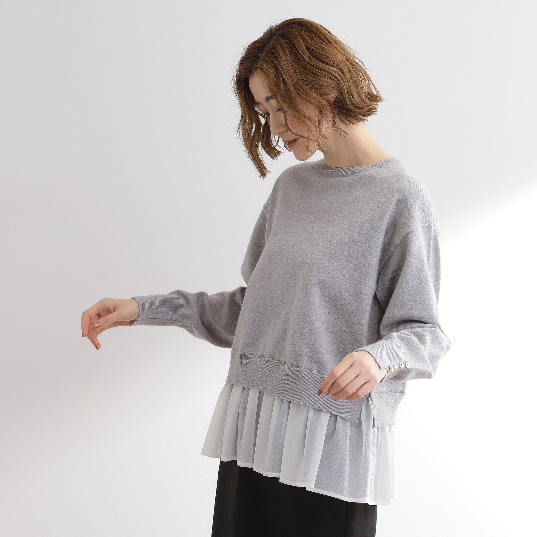 grove「裾レイヤードニットプルオーバー」|ニット・セーター|