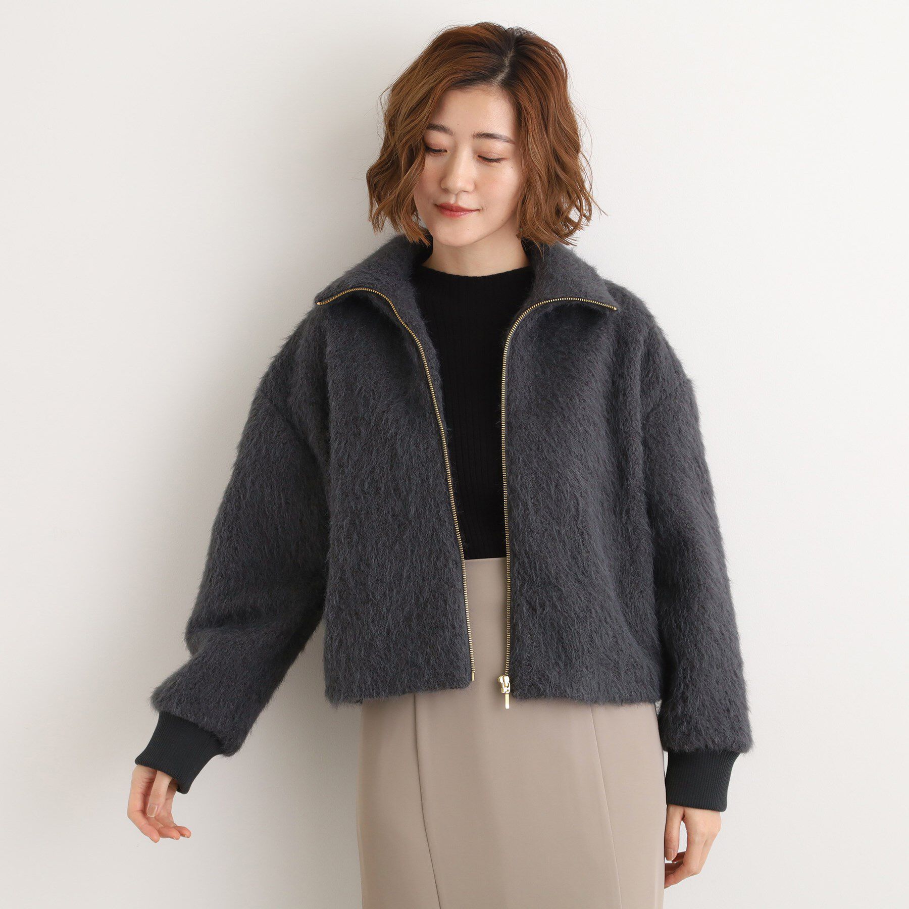 grove「ふんわりと包み込む、リュクスなフェイクファーブルゾン」|ブルゾン・スタジャン|