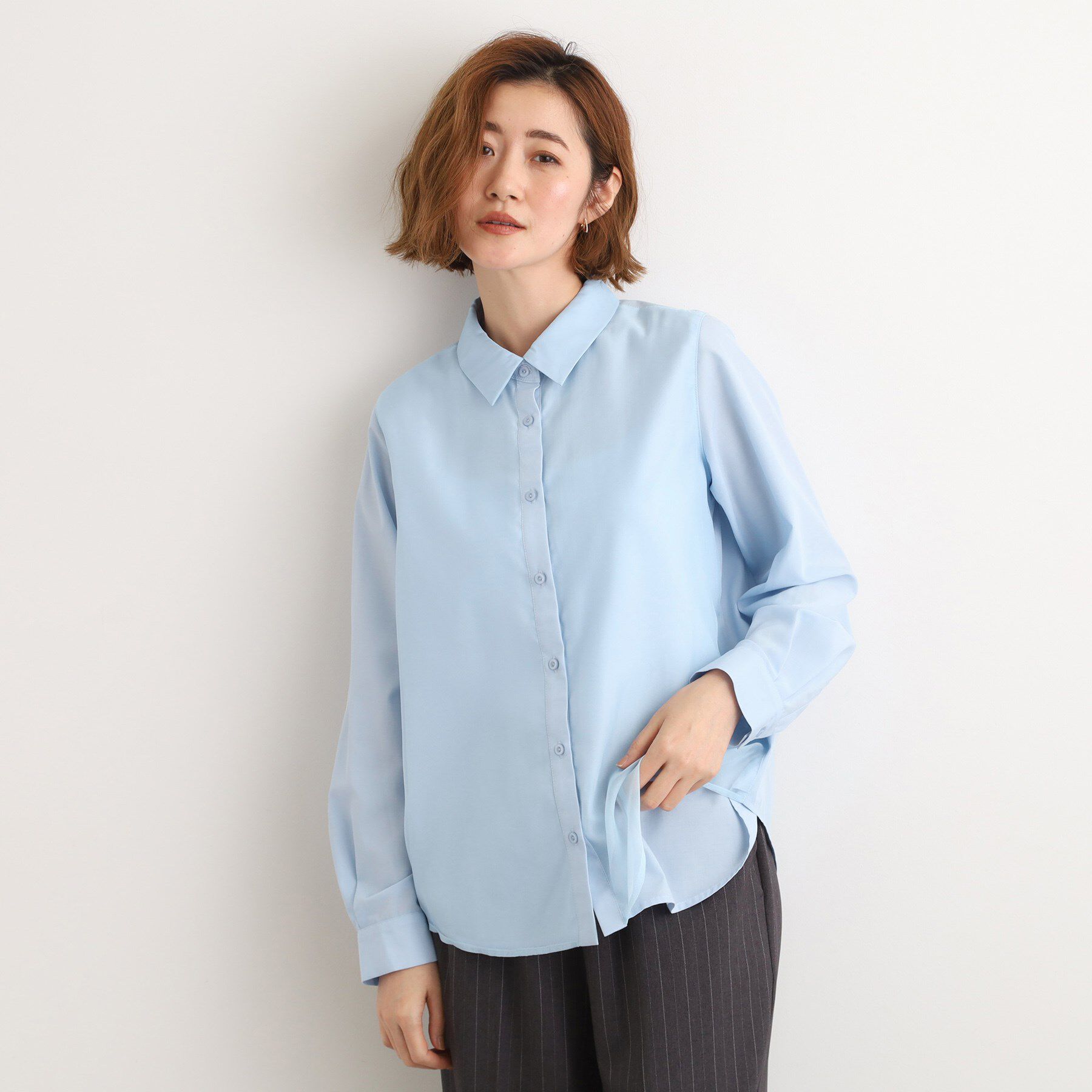 grove「オーガンジーレイヤードシャツ」|シャツ・ブラウス|サックスブルー(09